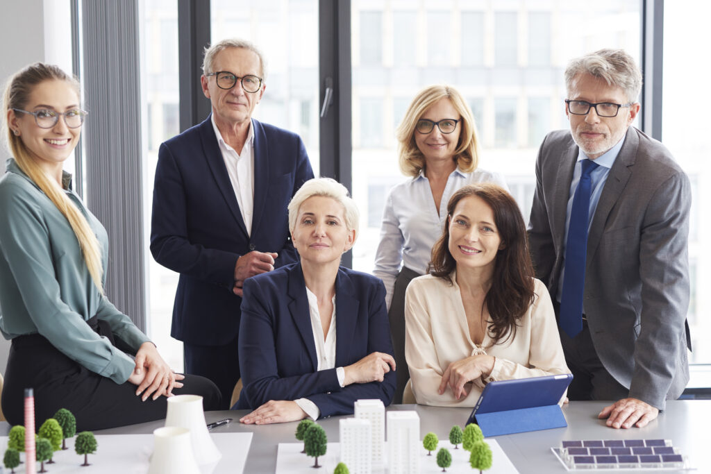 CEO laughing with his team