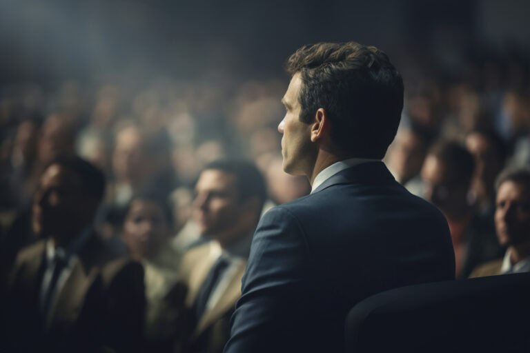 a leader giving speech at ceo summit